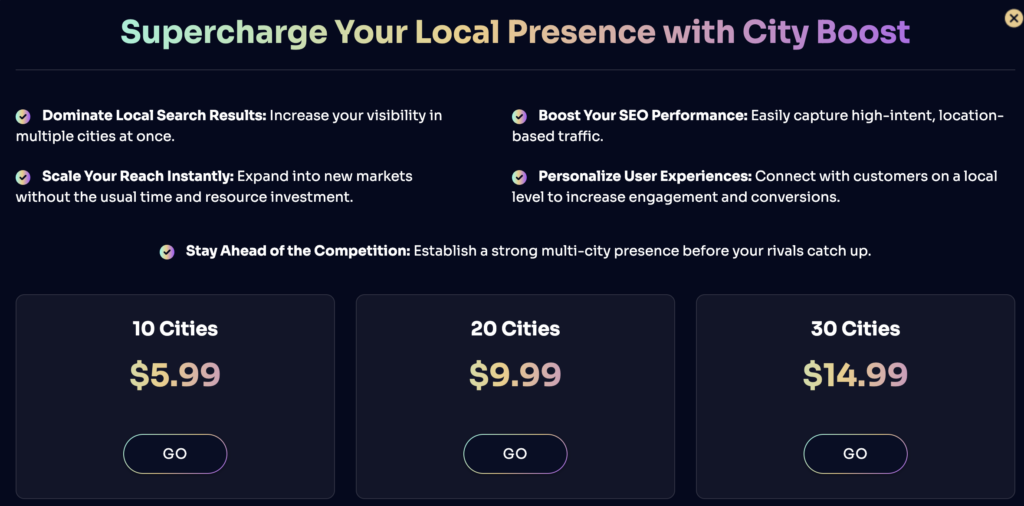 City Boost pricing